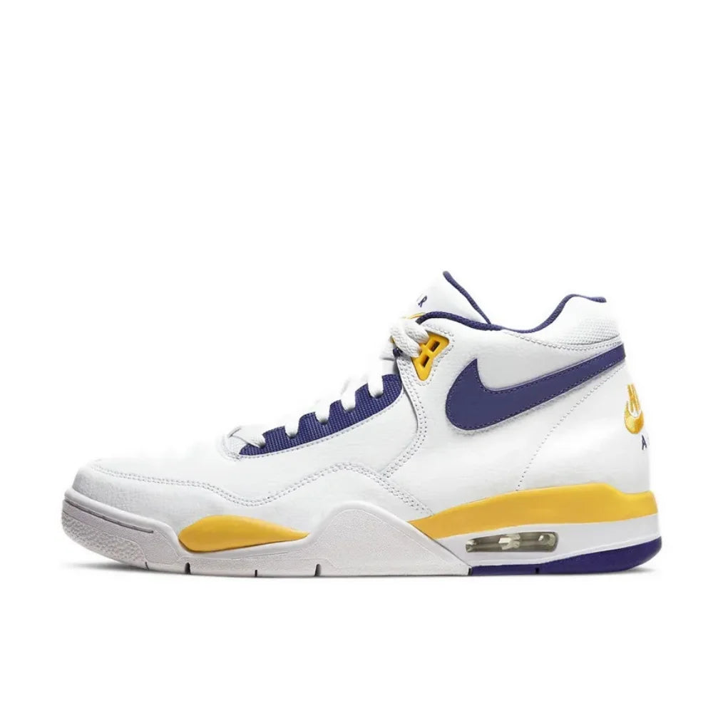 NIKE Original Flight Legacy Comfortable and versatile Men's Mid-top Retro Basketball Shoes Blue and Yellow