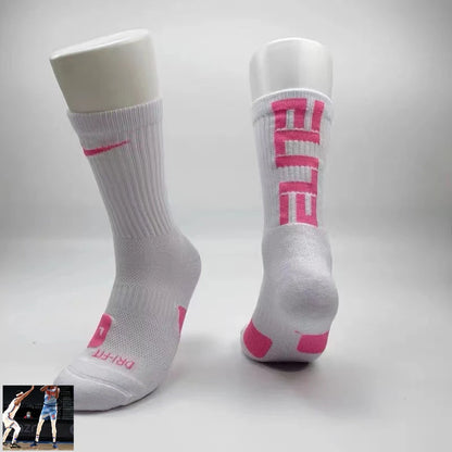 ELITE letter high top sports socks, American towel bottom thickened, professional elite basketball socks, long tube