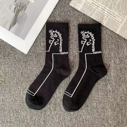 3 Pairs Men's Sports Style Street Skateboards  Crew Cactus Jack Hip Hop Harajuku Basketball Socks Women