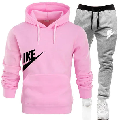 New men's sports hoodie + sports pants 2 sets, fashion printed autumn and winter men's and women's leisure suits, street clothes