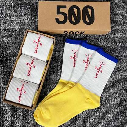 3 Pairs Unisex Casual Sports Socks, Cycling Skateboarding and Basketball, Couple Cotton Socks in a Gift Box