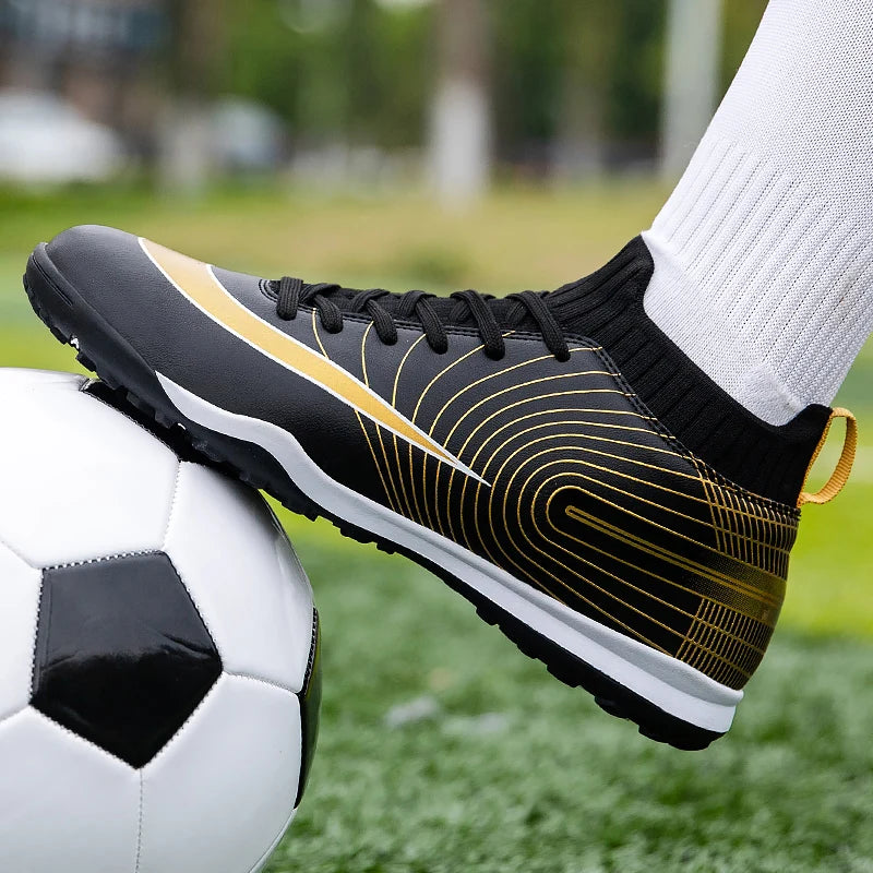 2023 Professional Unisex Soccer Shoes Long Spikes Tf Ankle Football Boots Outdoor Grass Cleats Football Shoes Chuteira Society