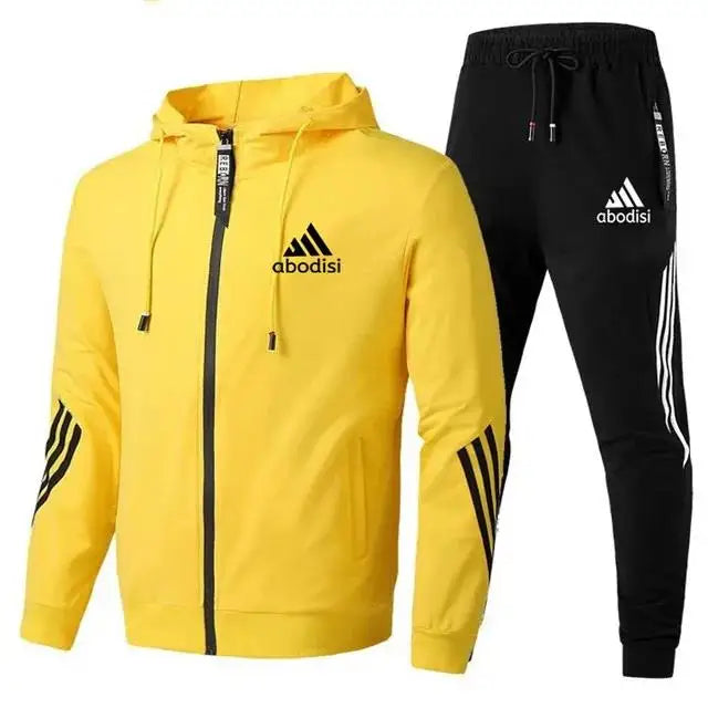 2024 Casual Sportswear Suit Men's Hoodie and Trousers Two-piece Zippered Hooded Sweatshirt Sweatpants Men's Suit