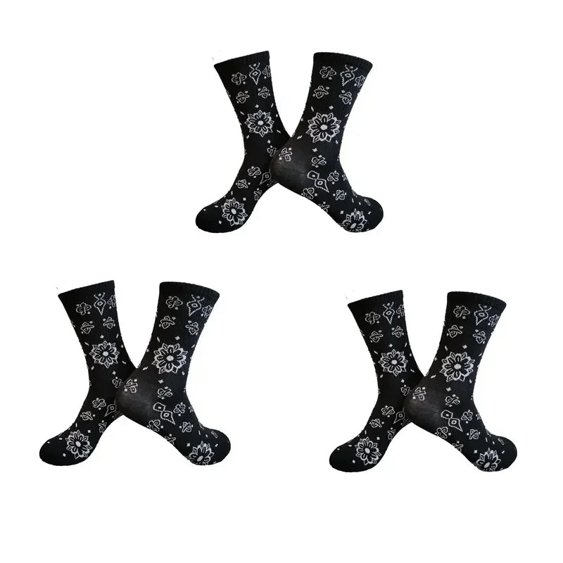 3 Pairs Men's Sports Style Street Skateboards  Crew Cactus Jack Hip Hop Harajuku Basketball Socks Women