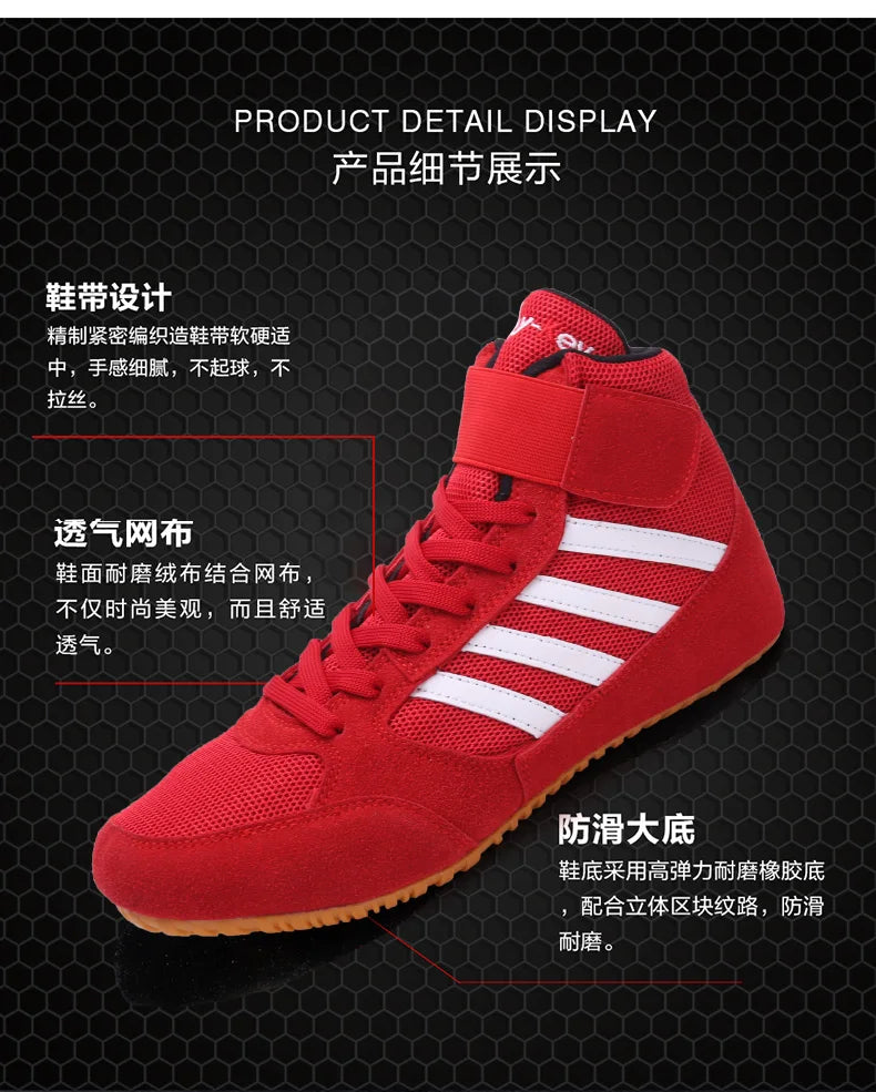 Original Mid Cut Pro Sambo Boots for Men Women Size 34-45 Wrestling Training Shoes Anti Slip Light Weight Gym Boxing Sneakers