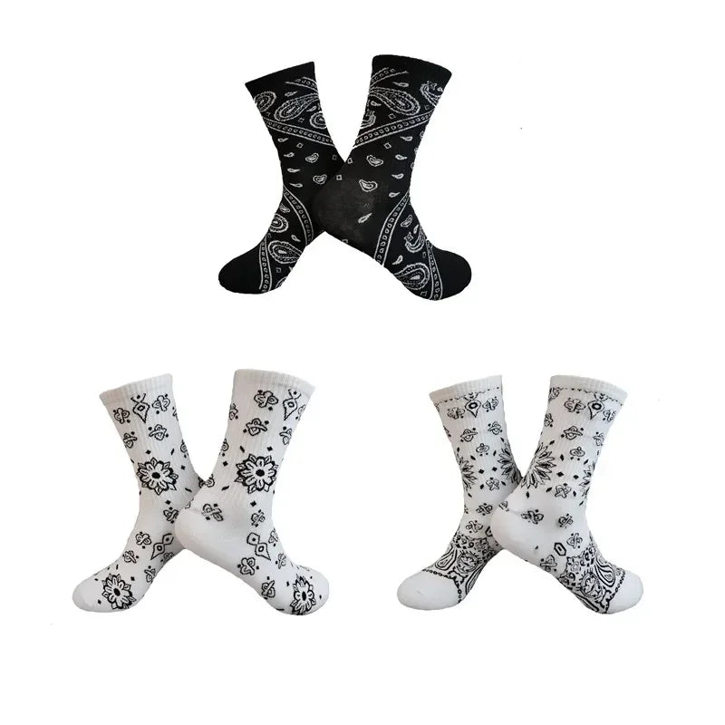 3 Pairs Men's Sports Style Street Skateboards  Crew Cactus Jack Hip Hop Harajuku Basketball Socks Women