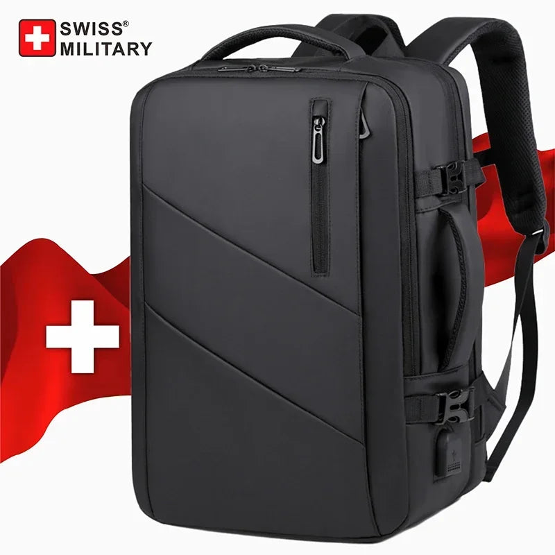 SWISS MILITARY Laptop Backpack Men 17 Inch Multi Pocket Expandable Backpack Waterproof USB School Backpack Business Travel Bag