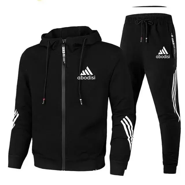 2024 Casual Sportswear Suit Men's Hoodie and Trousers Two-piece Zippered Hooded Sweatshirt Sweatpants Men's Suit