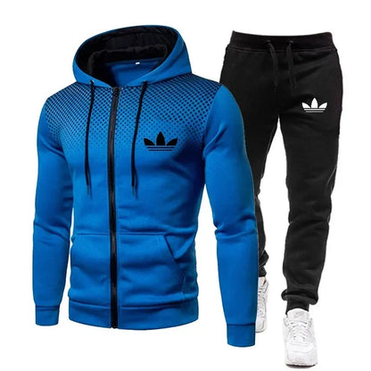 Korea Men Jacket Tracksuit Casual Sports Suit Men's Set 2024 Autumn Winter Two Pieces Set Mens Sportswear Plus Pants Suit