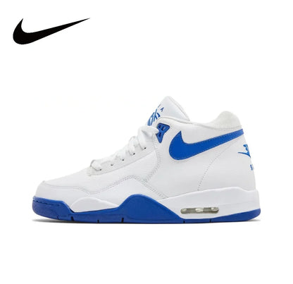 NIKE Original Flight Legacy Comfortable and versatile Men's Mid-top Retro Basketball Shoes Blue and Yellow