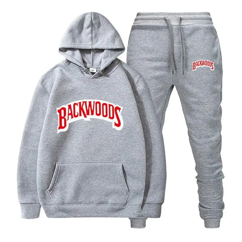 Men Set Fleece Hoodie Pant Thick Warm Tracksuit Sportswear Fashion Brand Backwoods Hooded Track Suits Male Sweatsuit