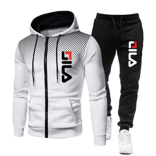 Autumn and winter fashion new clothing men's casual fitness sports jogging suit zipper hooded jacket + sweatpants two-piece set