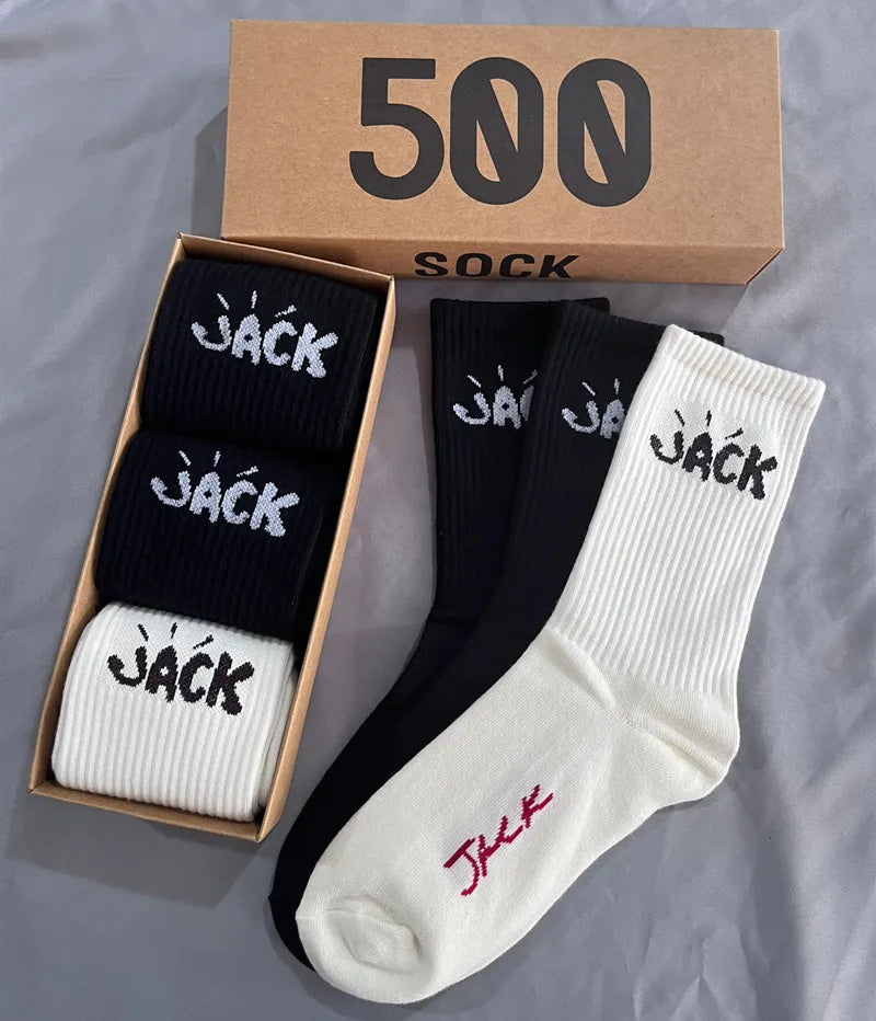 3 Pairs Unisex Casual Sports Socks, Cycling Skateboarding and Basketball, Couple Cotton Socks in a Gift Box