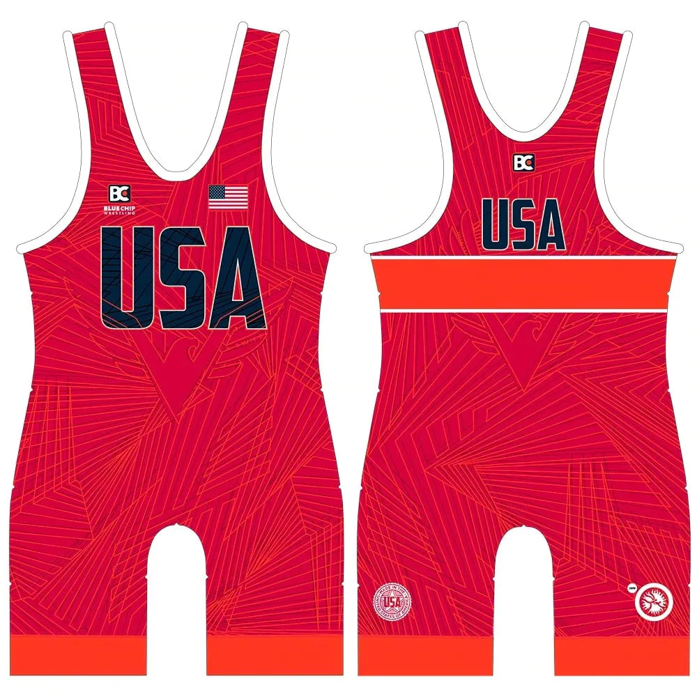 2023 Usa Professional Coverall Training Competition Freestyle Wrestling Suits High Elastic New Men's Gymnastics Wrestling Outfit