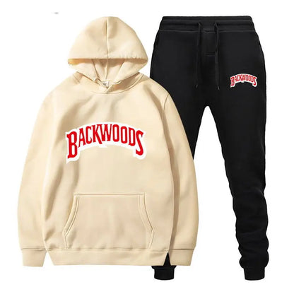 Men Set Fleece Hoodie Pant Thick Warm Tracksuit Sportswear Fashion Brand Backwoods Hooded Track Suits Male Sweatsuit