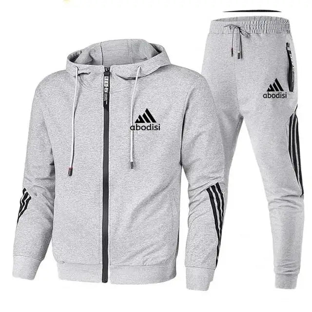 2024 Casual Sportswear Suit Men's Hoodie and Trousers Two-piece Zippered Hooded Sweatshirt Sweatpants Men's Suit