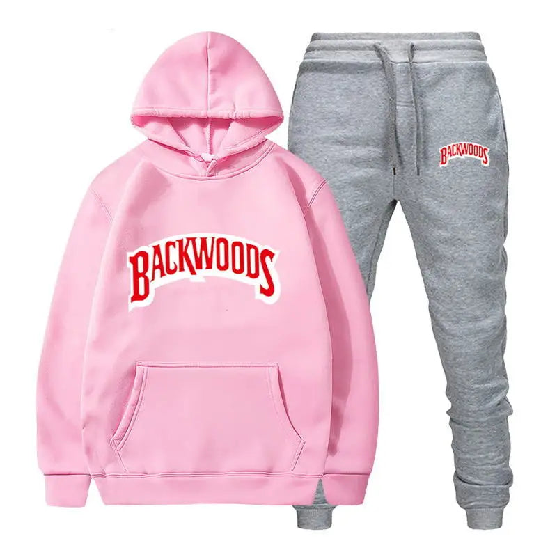 Men Set Fleece Hoodie Pant Thick Warm Tracksuit Sportswear Fashion Brand Backwoods Hooded Track Suits Male Sweatsuit