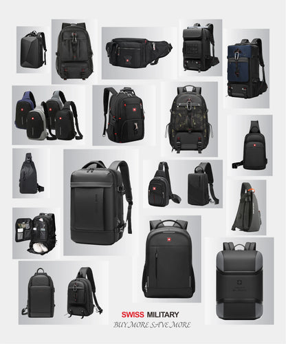 SWISS MILITARY Laptop Backpack Men 17 Inch Multi Pocket Expandable Backpack Waterproof USB School Backpack Business Travel Bag