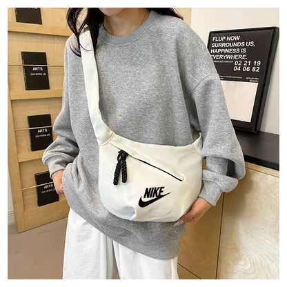 Nike Tech Hip Pack Series Large Capacity Nylon Zip Closure Sport Shoulder Crossbody Belt Chest Bag Unisex White