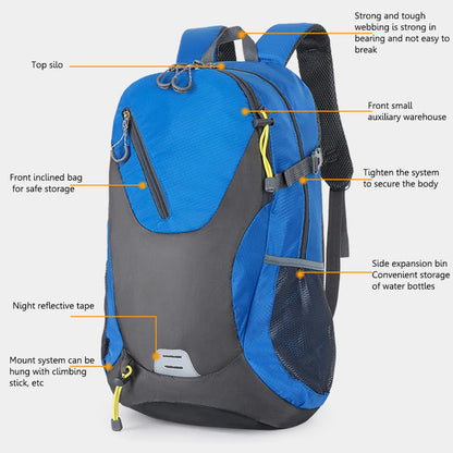 40L Large Travel Backpack Capacity Casual Men Women Outdoor Bag Waterproof Mountaineering Cycling Bag Hiking Sports Backpack