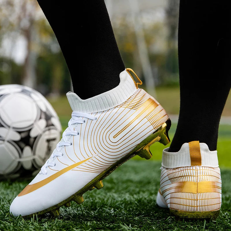 2023 Professional Unisex Soccer Shoes Long Spikes Tf Ankle Football Boots Outdoor Grass Cleats Football Shoes Chuteira Society