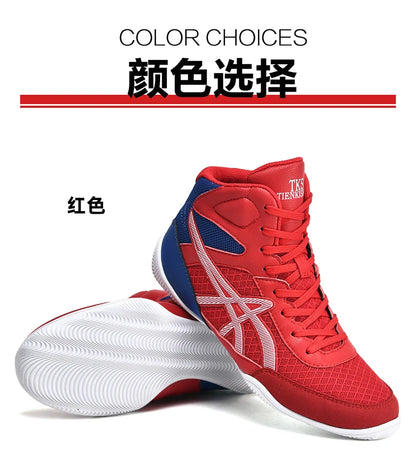 Men's Light Wrestling Shoes Breathable Mesh Boxing Sports Shoes Men's Training Boxing Shoes Black Gold Red Sports Shoes