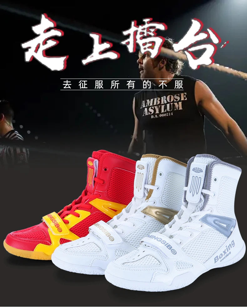 2023 New Boxing Shoes Men's and Women's Large 35-47 Wearable Boxing Boots Light Wrestling Sports Shoes Anti Slip Wrestling Boots