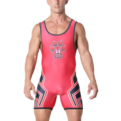 New Wrestling Singlets Suit Boxing One Piece Bodysuit Iron Mens Gym Sport Fitness High Elastic Sleeveless Weightlifting Skinsuit