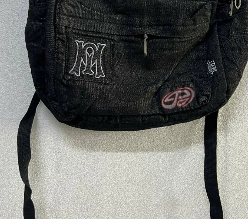 Y2k Aesthetic All Match Letter Embroidery Backpack Patchwork Vintage Gothic Schoolbags Luxury Design Casual Students Backpacks