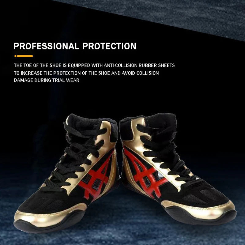 Mid Cut Mens Pro Boxing Boots Size 32-45 Breathable Non Slip Women Lace Sanda Wrestling Shoes Student Fighting Training Shoes