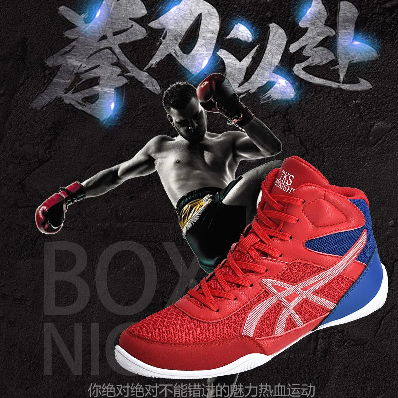 Men's Light Wrestling Shoes Breathable Mesh Boxing Sports Shoes Men's Training Boxing Shoes Black Gold Red Sports Shoes