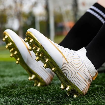 2023 Professional Unisex Soccer Shoes Long Spikes Tf Ankle Football Boots Outdoor Grass Cleats Football Shoes Chuteira Society