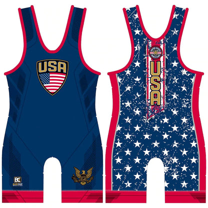 2023 Usa Professional Coverall Training Competition Freestyle Wrestling Suits High Elastic New Men's Gymnastics Wrestling Outfit