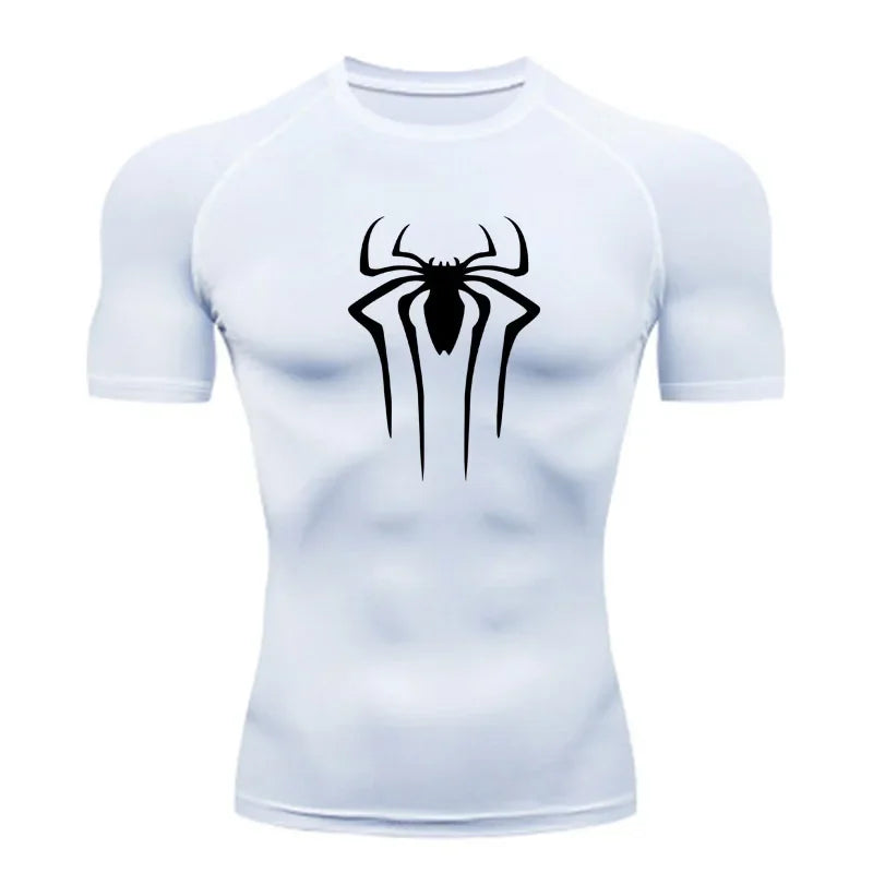 Spider Super Hero Logo Printed T-shirt for Men Compression Shirt Fitness Sportwear Running Tight Gym Workout Tees Quick Dry Top