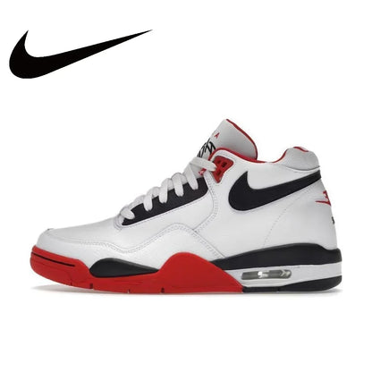 Nike Flight Legacy Low Lightweight Cushioning Basketball Shoes Man sneakers autumn Casual and comfortable sneakers Red&White