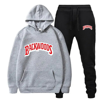 Men Set Fleece Hoodie Pant Thick Warm Tracksuit Sportswear Fashion Brand Backwoods Hooded Track Suits Male Sweatsuit