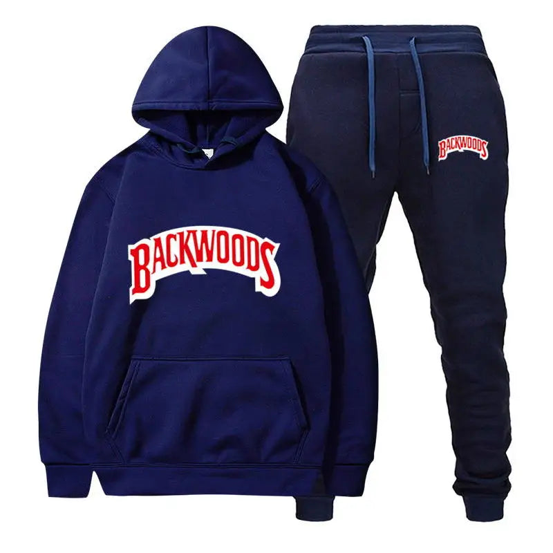 Men Set Fleece Hoodie Pant Thick Warm Tracksuit Sportswear Fashion Brand Backwoods Hooded Track Suits Male Sweatsuit