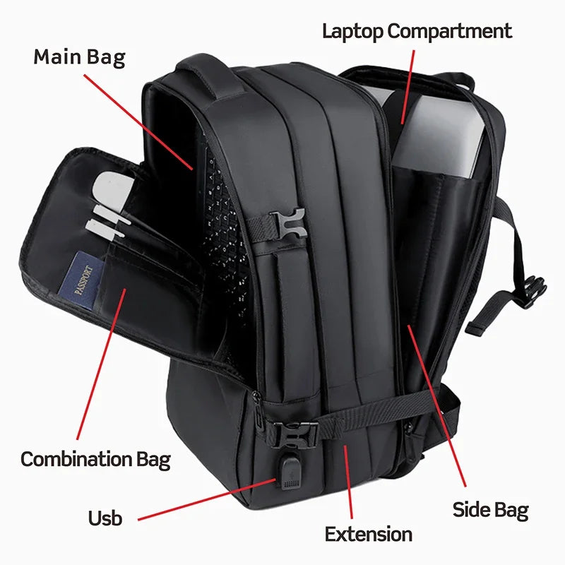 SWISS MILITARY Laptop Backpack Men 17 Inch Multi Pocket Expandable Backpack Waterproof USB School Backpack Business Travel Bag