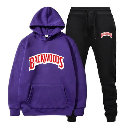 Men Set Fleece Hoodie Pant Thick Warm Tracksuit Sportswear Fashion Brand Backwoods Hooded Track Suits Male Sweatsuit