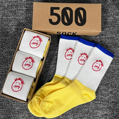 3 Pairs Unisex Casual Sports Socks, Cycling Skateboarding and Basketball, Couple Cotton Socks in a Gift Box