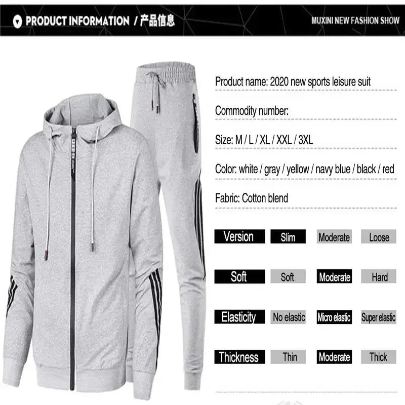 2024 Casual Sportswear Suit Men's Hoodie and Trousers Two-piece Zippered Hooded Sweatshirt Sweatpants Men's Suit