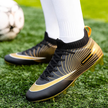 2023 Professional Unisex Soccer Shoes Long Spikes Tf Ankle Football Boots Outdoor Grass Cleats Football Shoes Chuteira Society