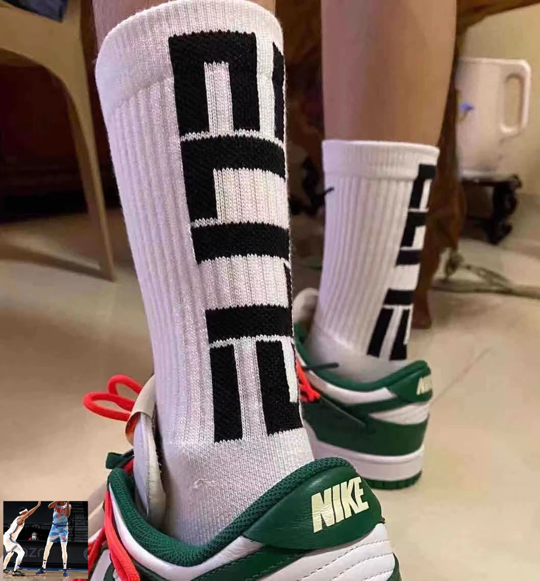 ELITE letter high top sports socks, American towel bottom thickened, professional elite basketball socks, long tube