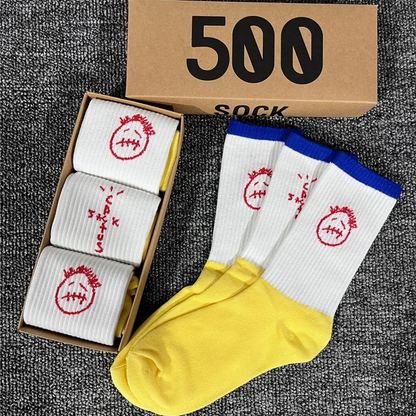 3 Pairs Unisex Casual Sports Socks, Cycling Skateboarding and Basketball, Couple Cotton Socks in a Gift Box