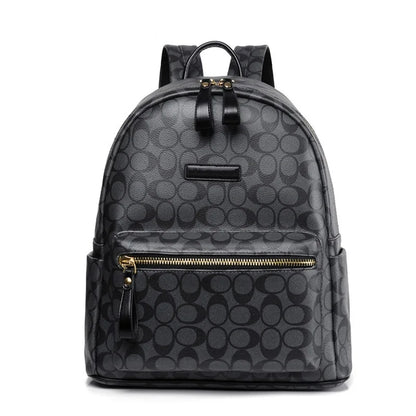 Classic leather plaid backpack, trendy men's new street backpack, fashionable college student schoolbag computer bag