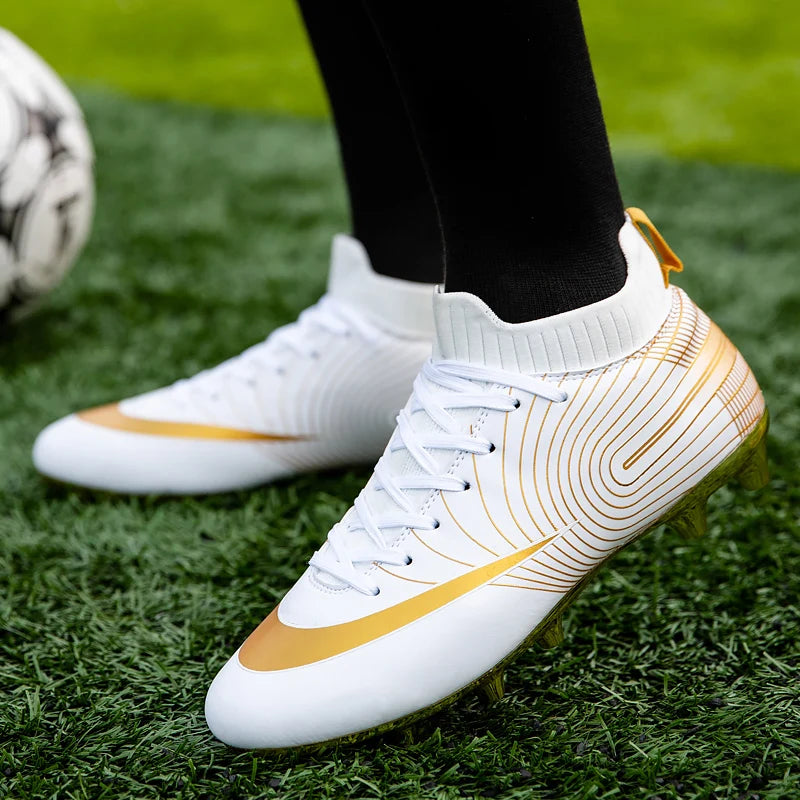 2023 Professional Unisex Soccer Shoes Long Spikes Tf Ankle Football Boots Outdoor Grass Cleats Football Shoes Chuteira Society