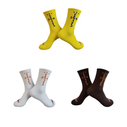 3 Pairs Men's Sports Style Street Skateboards  Crew Cactus Jack Hip Hop Harajuku Basketball Socks Women