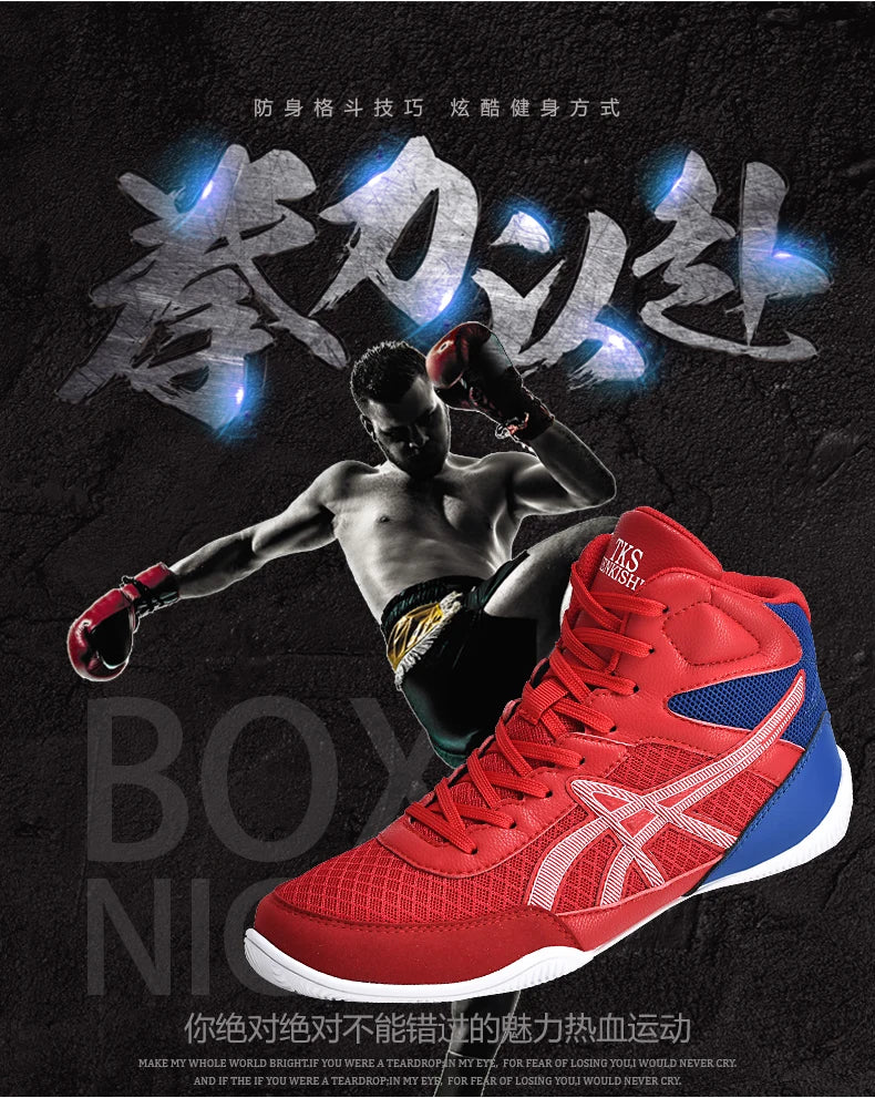 Men's Light Wrestling Shoes Breathable Mesh Boxing Sports Shoes Men's Training Boxing Shoes Black Gold Red Sports Shoes