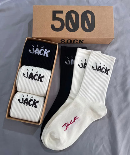 3 Pairs Unisex Casual Sports Socks, Cycling Skateboarding and Basketball, Couple Cotton Socks in a Gift Box