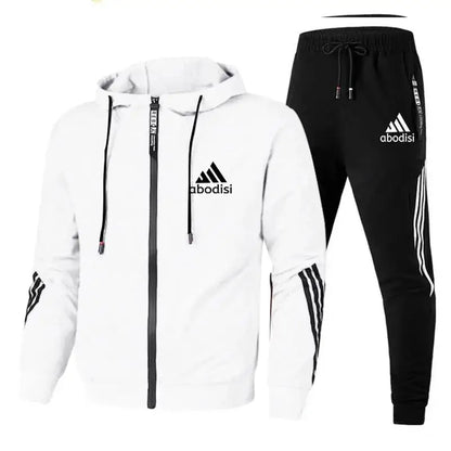 2024 Casual Sportswear Suit Men's Hoodie and Trousers Two-piece Zippered Hooded Sweatshirt Sweatpants Men's Suit